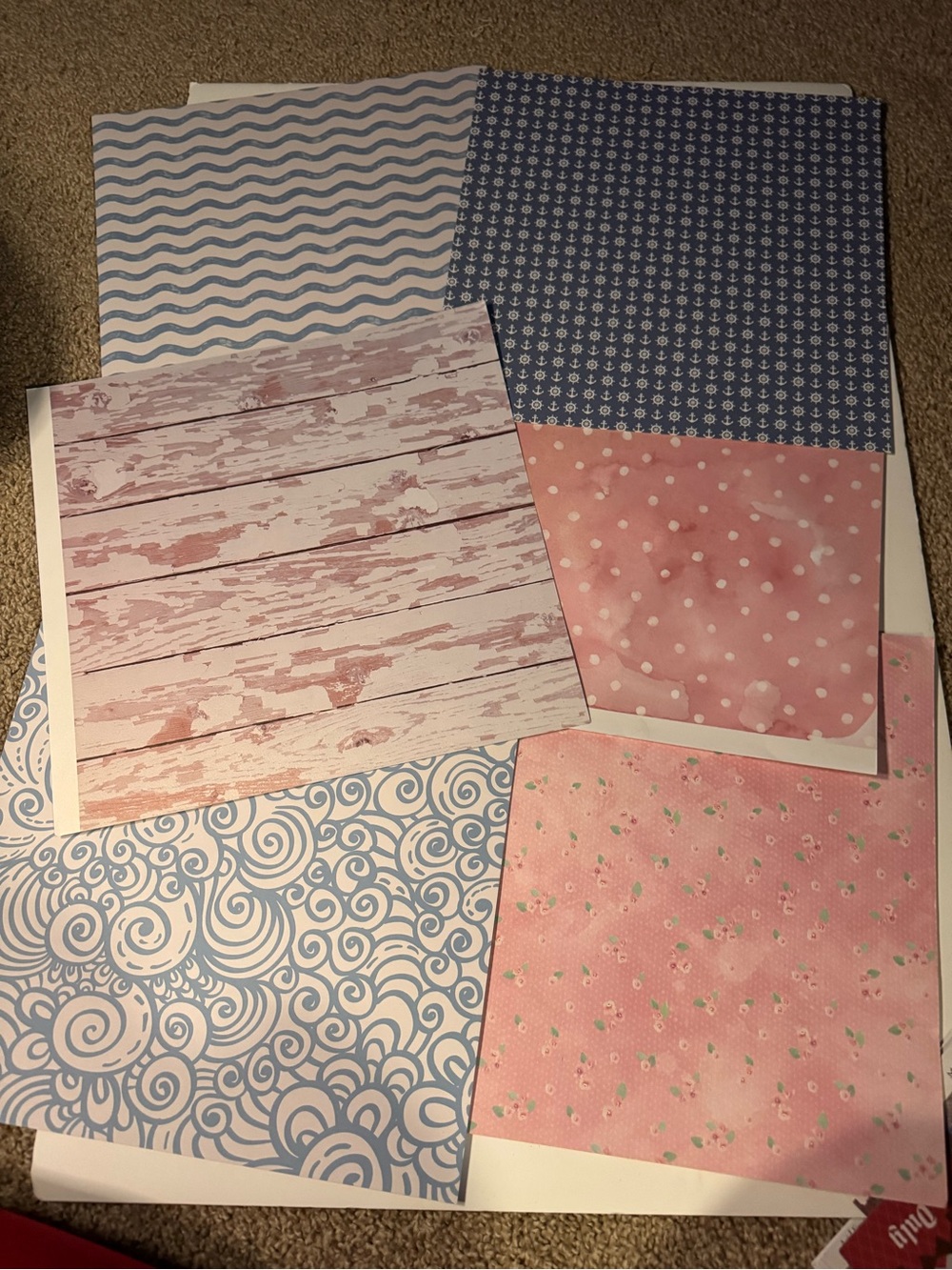 Assorted Pink and Blue Decorative Scrapbook Papers